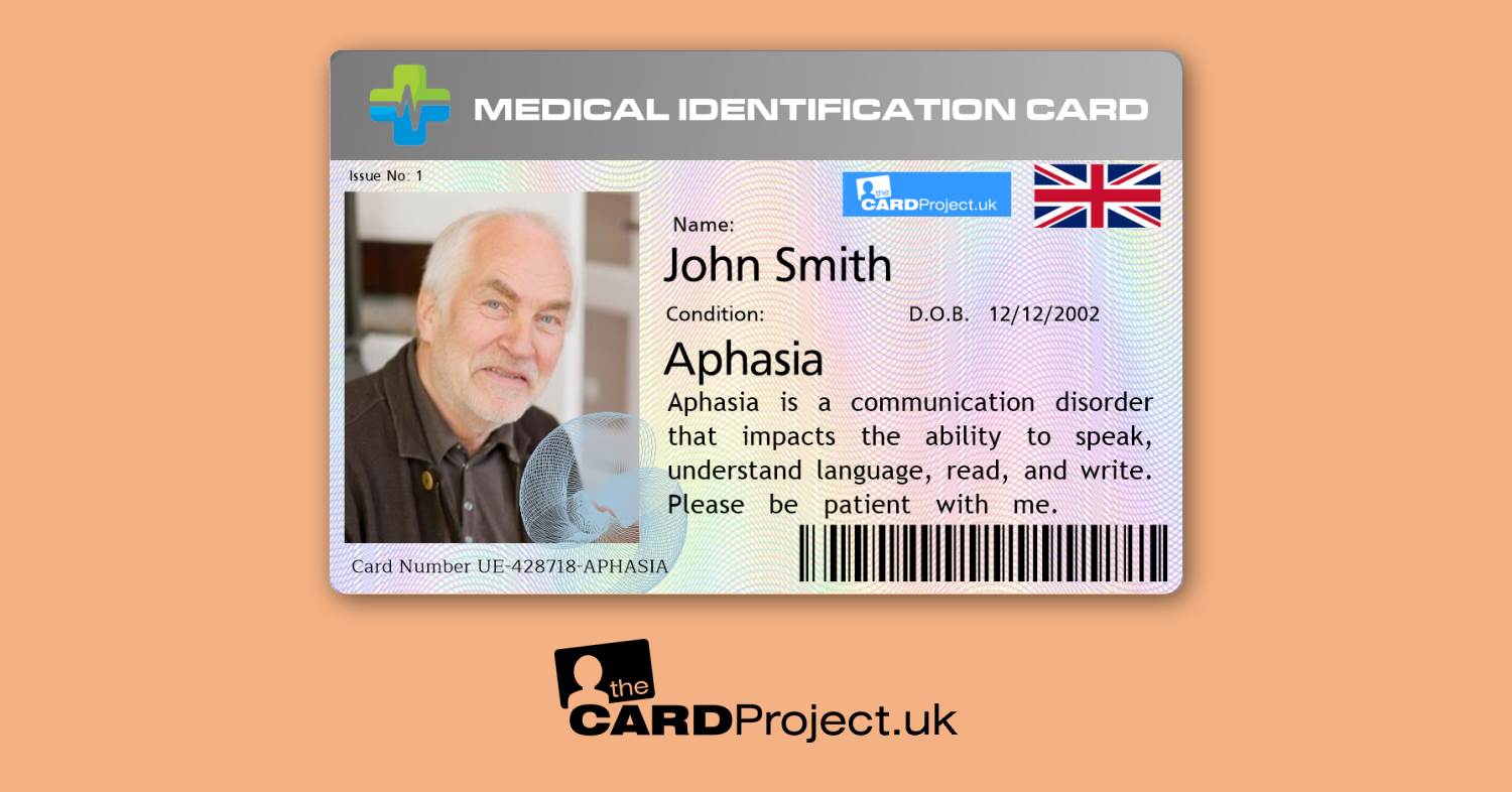 Premium Aphasia Medical ID Card (FRONT)